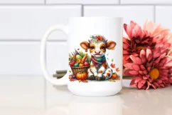 Baby Cow with Autumn Vegetables | Clipart Product Image 2
