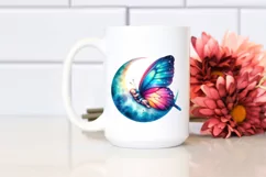 Summer Moon Stars Butterfly Baby Vibrant Clipart Product Image 1