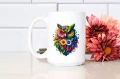 Abstract Vibrant Owl Flowers PNG Product Image 2