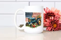 Vintage Tractor USA Flag Watercolor Product Image 2