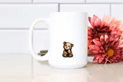 Funny Cute Baby Bear Sitting in Front of Barn | Watercolor Product Image 2