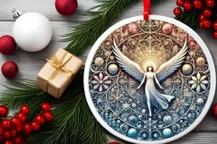 Round Christmas Ornament Sublimation|Clipart Product Image 1