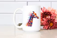 Vibrant Giraffe Flowers Artistic Watercolor Product Image 2
