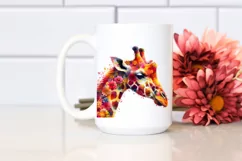 Vibrant Giraffe Flowers Artistic Watercolor Product Image 2