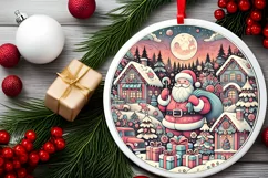 Round Christmas Ornament Sublimation|Clipart Product Image 1