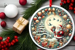 Round Christmas Ornament Sublimation|Clipart Product Image 1