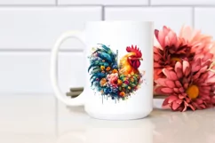 Vibrant Chicken Flowers Artistic Watercolor Product Image 2