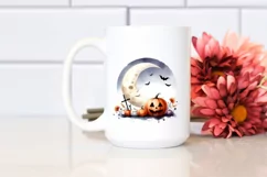 Whimsical Haloween Moon Clipart | Watercolor Clipart Product Image 2