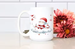 Cute Vintage Santa on a Cloud, Transparent PNG Product Image 2