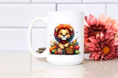 Quirky Baby Lion Holding Vegetables | Watercolor Clipart Product Image 2