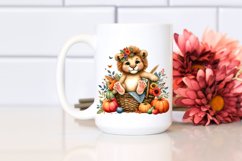 Quirky Baby Lion Holding Vegetables | Watercolor Clipart Product Image 2
