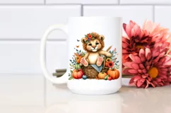 Quirky Baby Lion Holding Vegetables | Watercolor Clipart Product Image 2