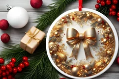 Round Christmas Ornament Sublimation|Clipart Product Image 1
