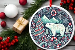 Round Christmas Ornament Sublimation|Clipart Product Image 1