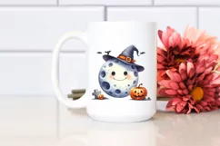 Funny Watercolor Halloween Moon Clipart Product Image 2