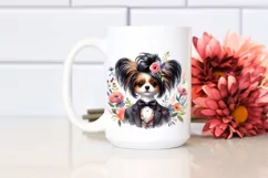 Papillon with Funny Haircut in Floral Frame | Sublimation Product Image 2