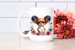Papillon with Funny Haircut in Floral Frame | Sublimation Product Image 2