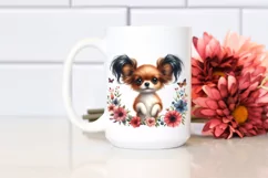 Papillon with Funny Haircut in Floral Frame | Sublimation Product Image 2