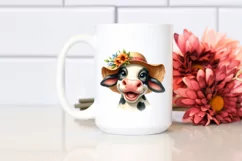 Cow Enthusiastic Sun Hat Cow Portrait | Cartoon Clipart Product Image 2