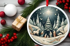 Round Christmas Ornament Sublimation|Clipart Product Image 1
