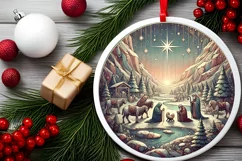 Round Christmas Ornament Sublimation|Clipart Product Image 1
