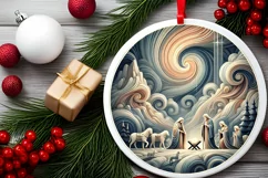 Round Christmas Ornament Sublimation|Clipart Product Image 1