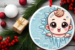 Round Christmas Ornament Sublimation|Clipart Product Image 1