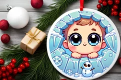 Round Christmas Ornament Sublimation|Clipart Product Image 1