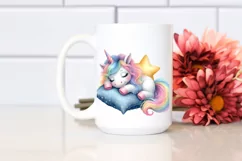 Colorful Baby Unicorn Napping On Star | Sublimation | Product Image 2