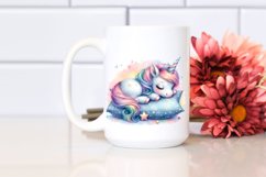 Colorful Baby Unicorn Napping on Star | Watercolor Clipart Product Image 2