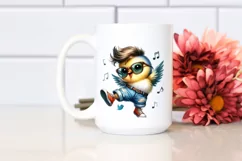 Cute Baby Bird Dancing with Cool Haircut, Vibrant Drawing Product Image 2
