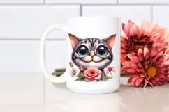 Cat Portrait with Flower PNG Product Image 2