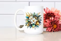 Abstract Vibrant Bouquet with Gold Foil | Sublimation Product Image 2