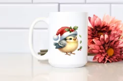 Watercolor Bird Dressed for Christmas with Party Hat, Product Image 2