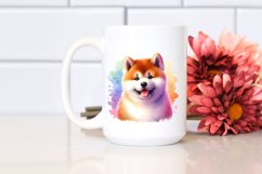 Cute Vibrant Akita | Watercolor Clipart Product Image 2