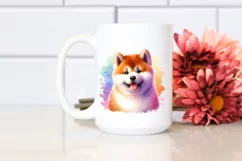 Cute Vibrant Akita | Watercolor Clipart Product Image 2