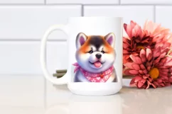 Cute Vibrant Akita | Watercolor Clipart Product Image 2