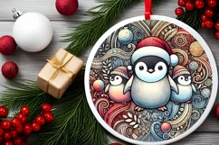 Round Christmas Ornament Sublimation|Clipart Product Image 1