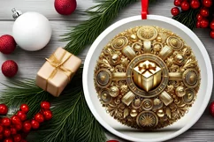 Round Christmas Ornament Sublimation|Clipart Product Image 1