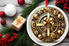 Round Christmas Ornament Sublimation|Clipart Product Image 1