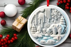 Round Christmas Ornament Sublimation|Clipart Product Image 1