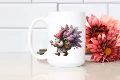 Small Gnome with Lilac Bouquet | Sublimation | Clipart Product Image 2