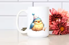 Colorful Watercolor Bird with Party Hat, Transparent PNG Product Image 2