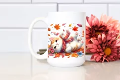 tumbling Cute Cat with Autumn Leaves PNG Product Image 2