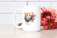 tumbling Cute Cat with Autumn Leaves PNG Product Image 2