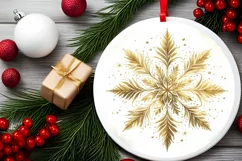 Snow Flake Christmas Round Cute Ornament Sublimation Product Image 1