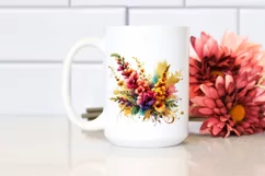 Vibrant Snapdragon Bouquet Gold Foil Abstract Clipart Product Image 2