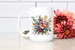 Vibrant Snapdragon Bouquet Gold Foil Abstract Clipart Product Image 2