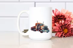 Sublimation Flower Sticker Vintage Semi Truck Fireworks Product Image 2