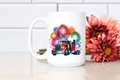 Sublimation Flower Sticker Vintage Semi Truck Fireworks Product Image 2